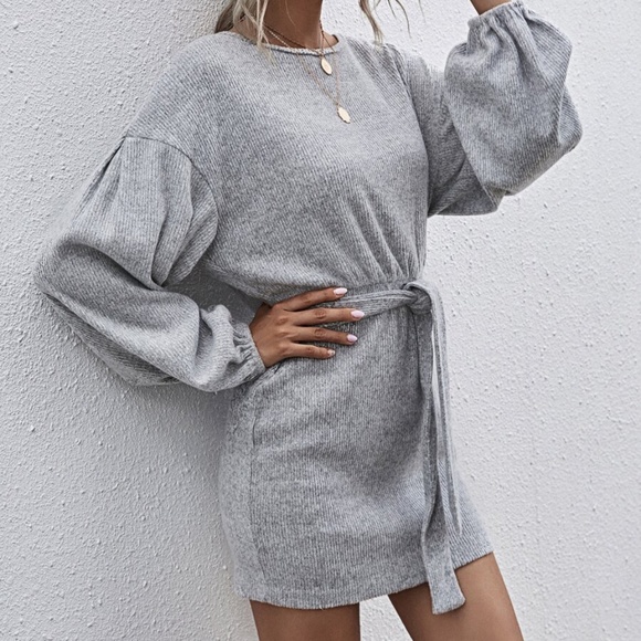 H. GREY waist tie wide sleeve mini dress - Picture 5 of 7